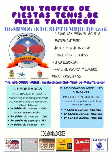 cartel tenis fiestas mesa
