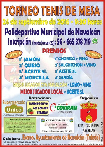 TORNEO TENIS DE MESA NAVALCÁN